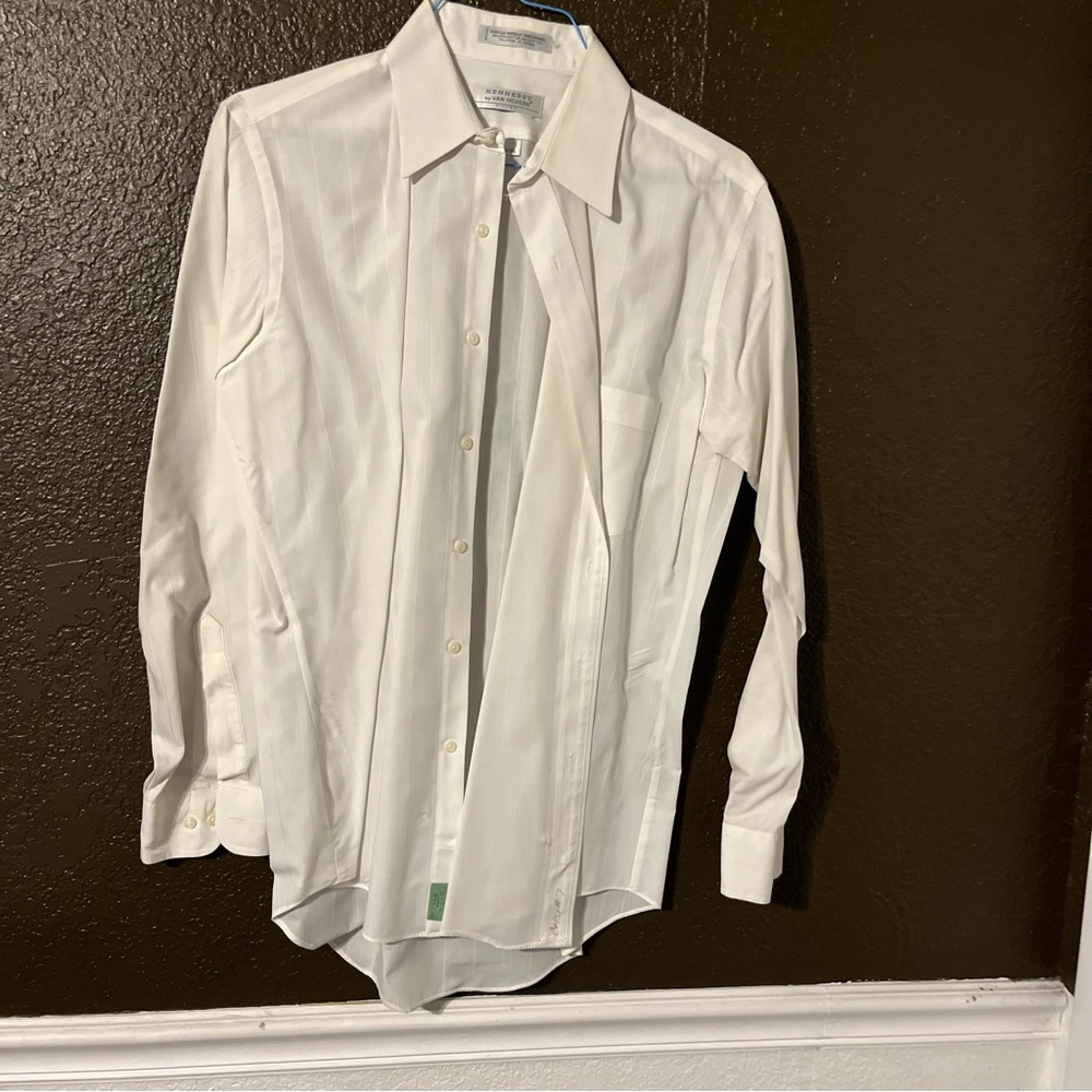 White Button Down Long Sleeve Business / Suit Shirt, Size 16 34-35, Has Pocket